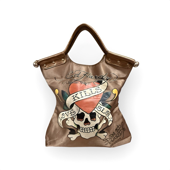Ed Hardy Handbags - Vtg Y2K Ed Hardy by Christian Audigler Love Kills Slowly Graphic Shoulder Bag​​